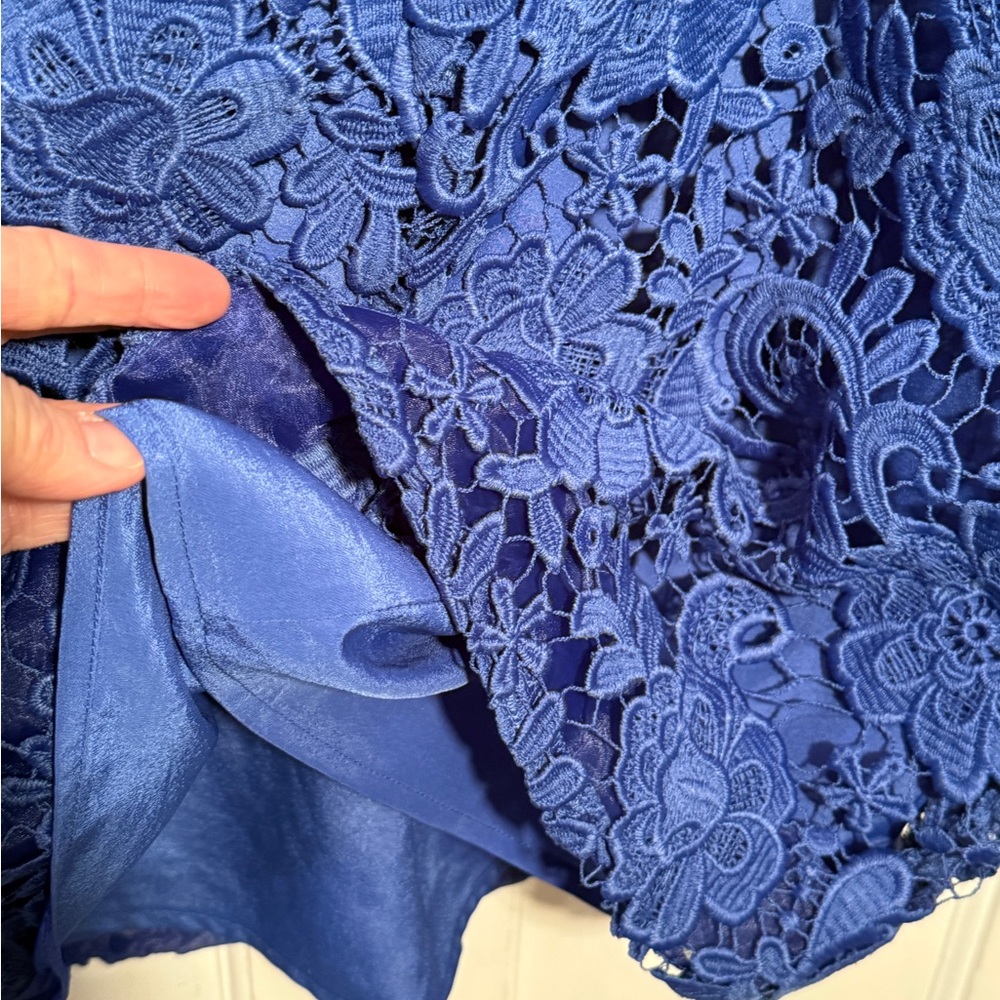 J Crew Size 6 Blue Lace Dress Sheath Sleeveless Wedding Guest Elegant - Picture 10 of 12